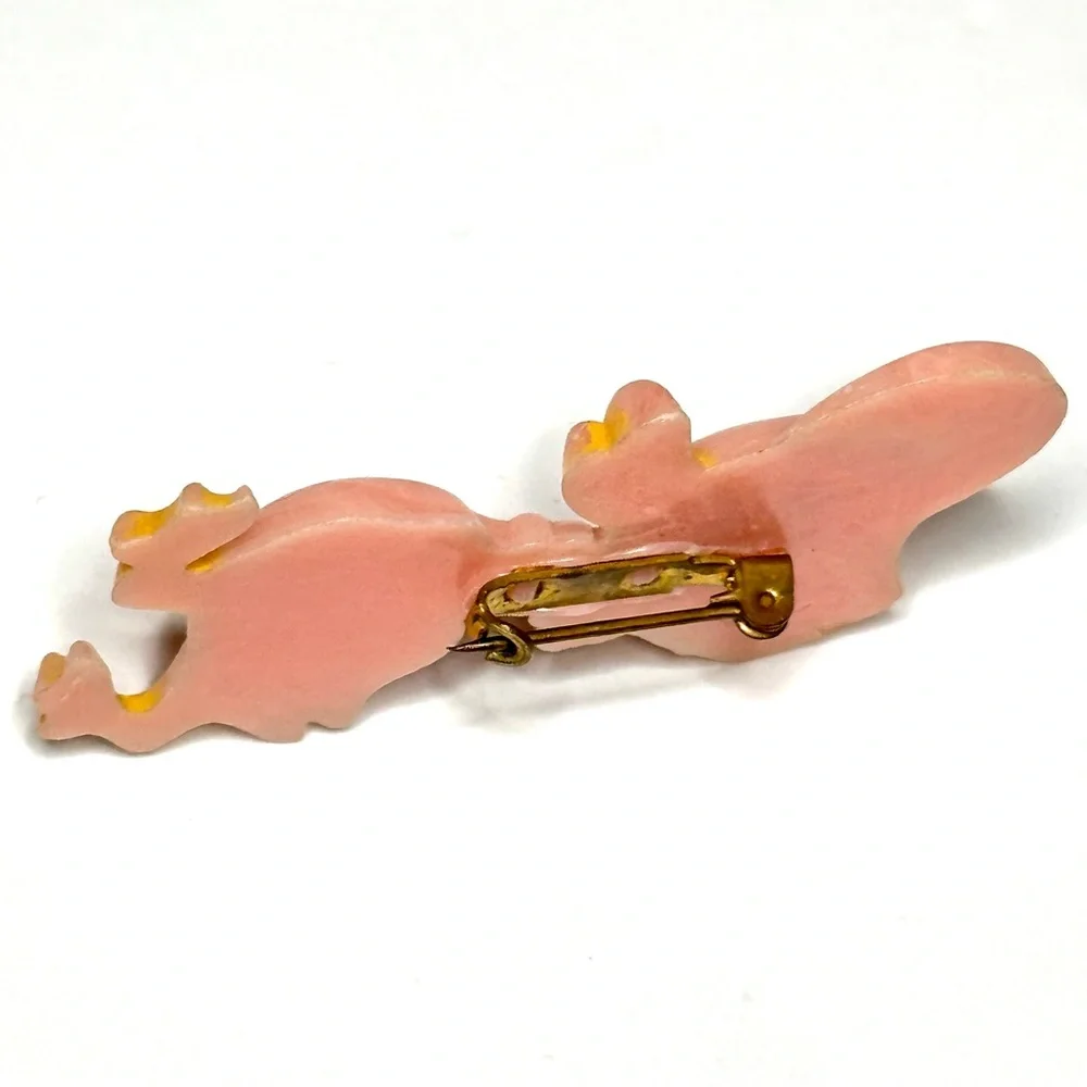 Easter 1940’s Celluloid Plastic Duck Winking Eye Pink Pin Flickering Eye VTG